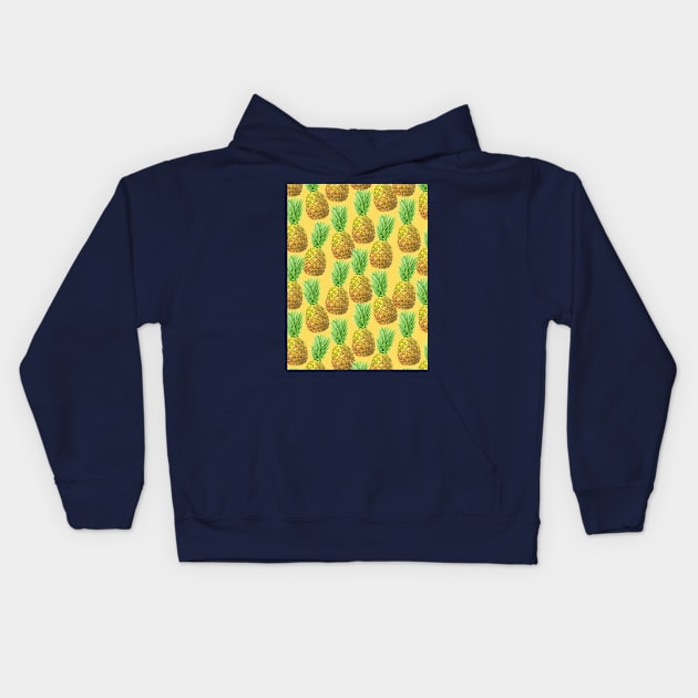 Pineapple watercolor pattern Kids Hoodie by katerinamk